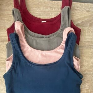 Women's Sleeveless Ribbed Tank Top - Blue, Pink, Gray, Red